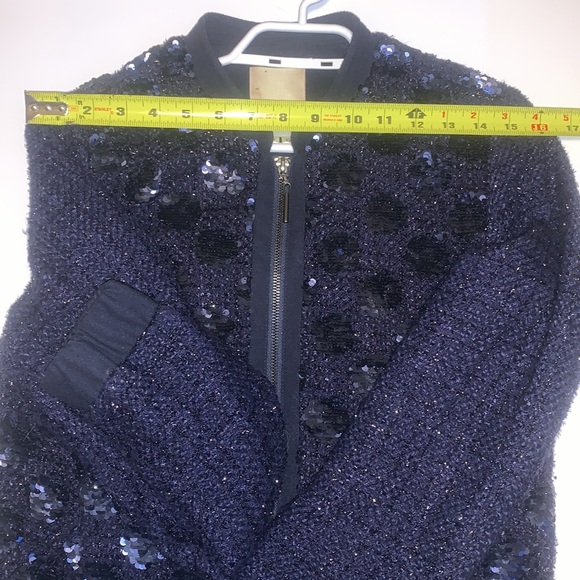 Anthropologie Elevenses Blue Sequinned Zip Up Jacket - Women’s Size XS - Picture 15 of 16